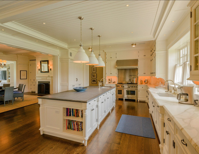 White Kitchen. I have seen many white kitchen design, but this one is extra special. Take a close look at the design details of this white kitchen. Inspiring! #WhiteKitchen #Kitchen #Design Kitchen Cabinet Paint Color: Benjamin Moore White Dove OC-17