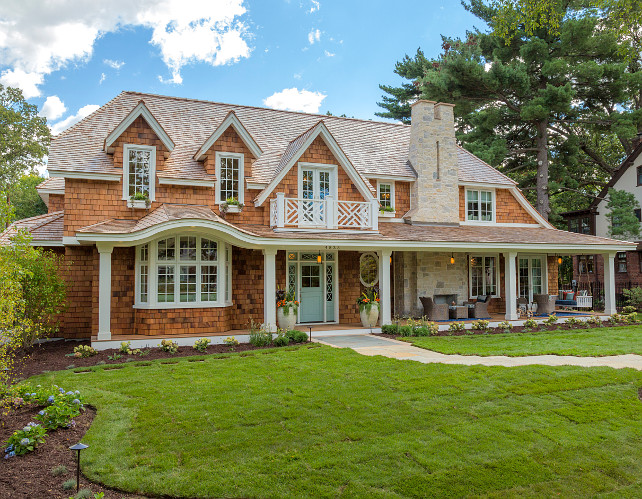 Shingle home with turquoise front door. Shingle home with turquoise front door paint color. Turquoise front door paint color is Benjamin Moore Wythe Blue. #SingleHome #Turquoise #FrontDoor #BenjaminMooreWytheBlue Great Neighborhood Homes.