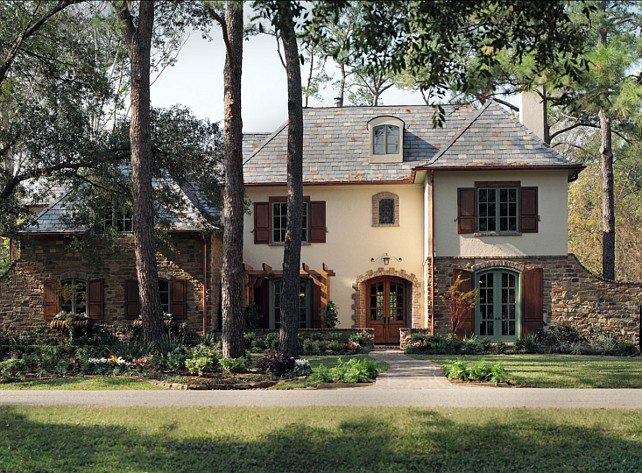 Traditional French Home with Timeless Interiors. This French inspired home has beautiful interiors and a stunning French Kitchen. #FrenchInteriors