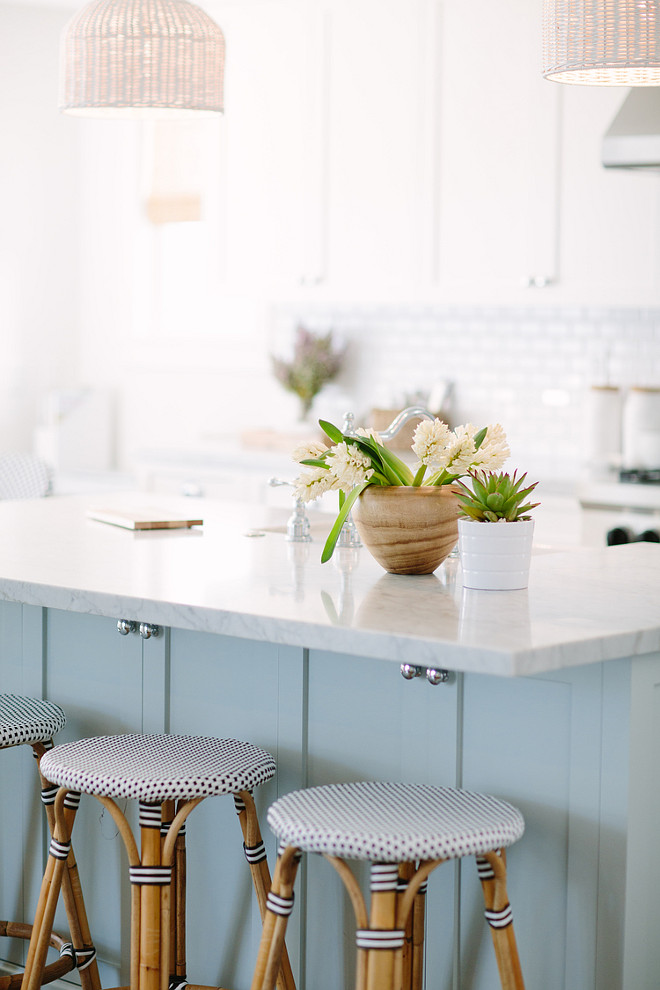 Light Blue by Farrow & Ball. Farrow and Ball Light Blue. Farrow and Ball Light Blue Kitchen. Farrow and Ball Light Blue Kitchen Cabinet Paint Color. The kitchen island paint color is Farrow and Ball Light Blue. #FarrowandBallLightBlue #FarrowandBallPaintColors Rita Chan Interiors. 