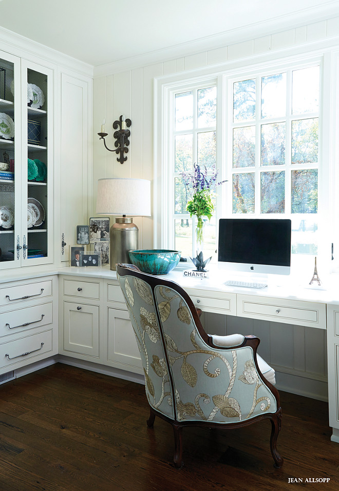 Home Office Desk Cabinet Ideas. Traditional home office with built in desk cabinet. Home Office Cabinetry. #Homeoffice #Desk #Cabinet Mark Kennamer Design.