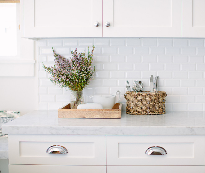 Inspiring White Kitchen with Light Blue Island - Home Bunch Interior