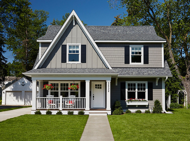 Gray Home Exterior Paint Color. Gray Exterior Paint Color. Gray Exterior Paint Color Ideas. The gray exterior paint color is James Hardie lap siding in the Aged Pewter prefinished color. #Gray #Exterior #paintColor Anchor Builders.