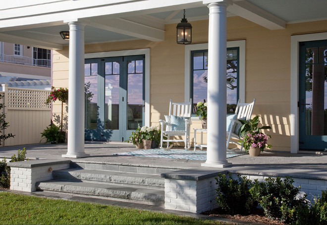 Front Porch Furniture. Relaxed front porch furniture. Front Porch with Blue Ceiling. Front Porch Decor. #Front #Porch #BlueCeiling Kim Grant Design Inc.