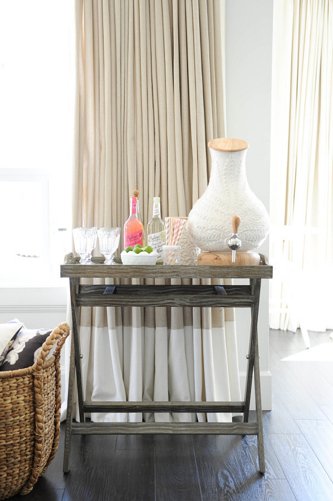 Living Room Bar Cart Ideas. Living room Drink Dispenser, Side Table, Beige, Curtains, Bar Cart #LivingRoom #BarCart