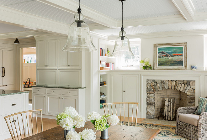 Pendant Lighting Ideas. Clear glass pendants. Rustic Glass Pendants from Pottery Barn. #RusticGlassPendants #PotteryBarn Carpenter & MacNeille.