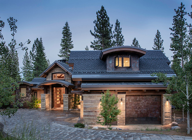 Rustic Ski Home. Rustic Ski Home Exterior. Rustic Ski Home Exterior Ideas. Rustic Ski Home with Garage. #Rustic #Ski #Home #Exterior Kelly & Stone Architects.