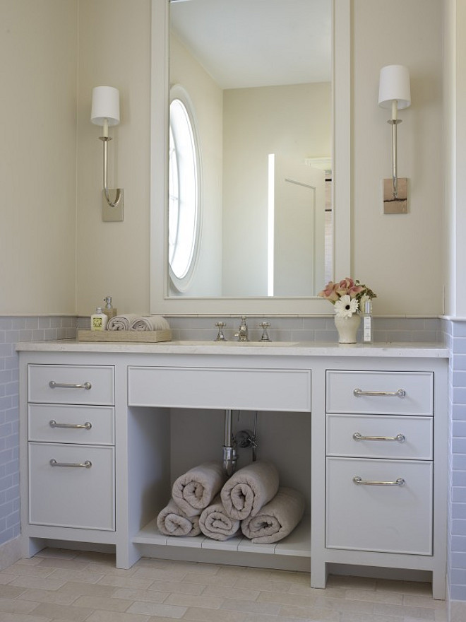 Soft Gray Vanity. Soft Gray Vanity Paint Color. Soft Gray Vanity Paint Color Ideas. Soft Gray Vanity Paint Colors #SoftGray #Vanity #PaintColor Hickman Design Associates.