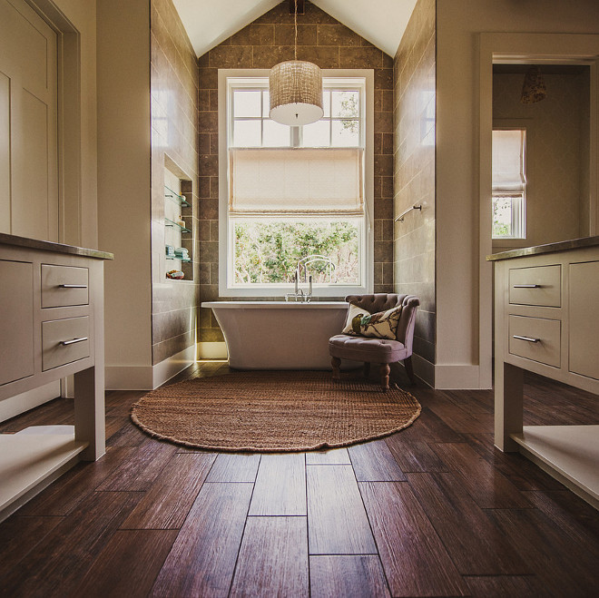 Bathroom Wood Floor. Choosing the right hardwood floor for your bathroom. Bathroom hardwood floor. Bathroom wide plank hardwood floor. #Bathroomhardwoodfloor #bathroom #Hardwoodfloor Geschke Group Architecture.