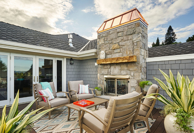 Balcony Fireplace. Master Bedroom balcony with outdoor fireplace. #OutdoorFireplace #Balcony #Fireplace #Stone