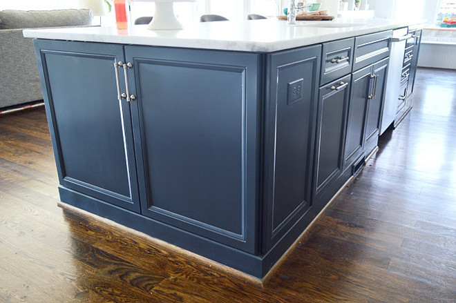 Benjamin Moore Hale Navy. Kitchen cabinet painted in Benjamin Moore Hale Navy. Benjamin Moore Hale Navy Kitchen island. #BenjaminMooreHaleNavy #Kitchen #Cabinet #Island #paintColors Young House Love.