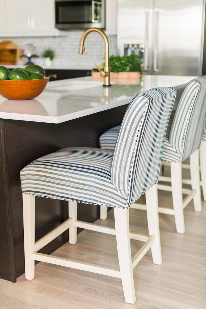 The 2016 HGTV Dream Home's kitchen barstool is Ethan Allen's Thomas Counter Stool, Karla/Blue - $639.00 each. #HGTVDreamHome2016 #Kitchen #barstool