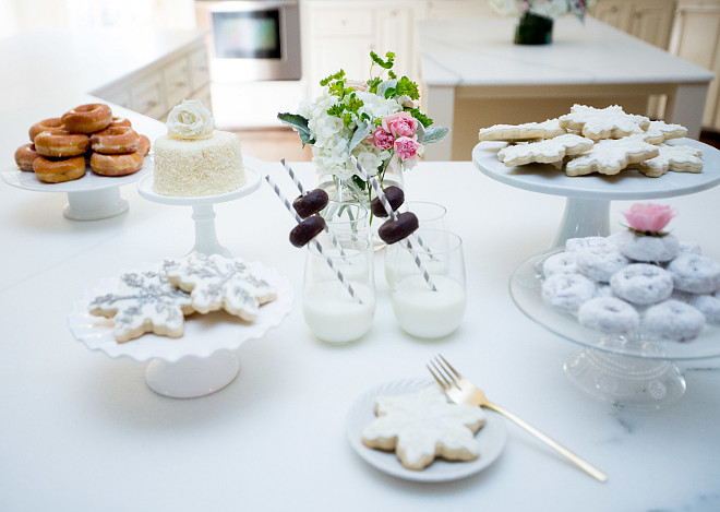 Dessert buffet. Kitchen countertop used to display dessert buffet. #Dessertbuffet. Fashionable Hostess.