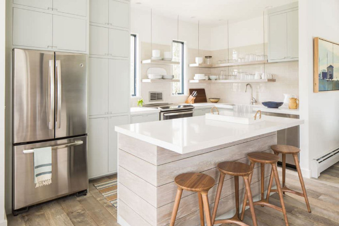 Driftwood Kitchen Island. Kitchen Cottage with Shiplap Driftwood Kitchen Island. #ShiplapDriftwood #KitchenIsland #ShiplapDriftwoodKitchenIsland #DriftwoodKitchenIsland Taste Design Inc.