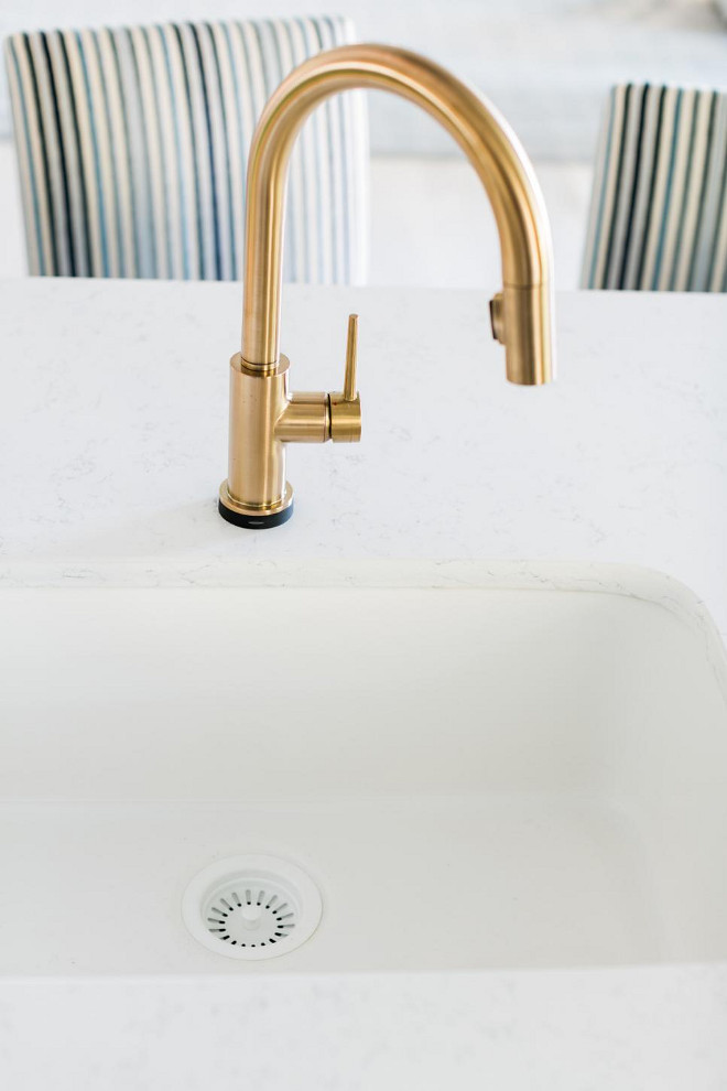 Kitchen faucet is Delta Trinsic® Single Handle Pull-Down Kitchen Faucet with Touch2O Technology Model # 9159T-CZ-DST Color is Champagne Bronze.