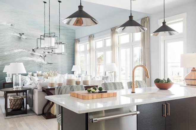 Kitchen island opens to family room. HGTV Dream Home 2016 Kitchen