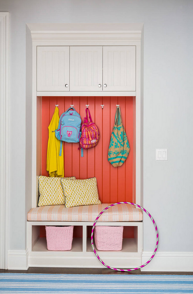 Mudroom Tongue and Groove Cabinet. Mudroom Tongue and Groove Cabinet Ideas. Mudroom Painted Tongue and Groove Cabinet #MudroomTongueandGrooveCabinet Andrew Howard Interior Design.