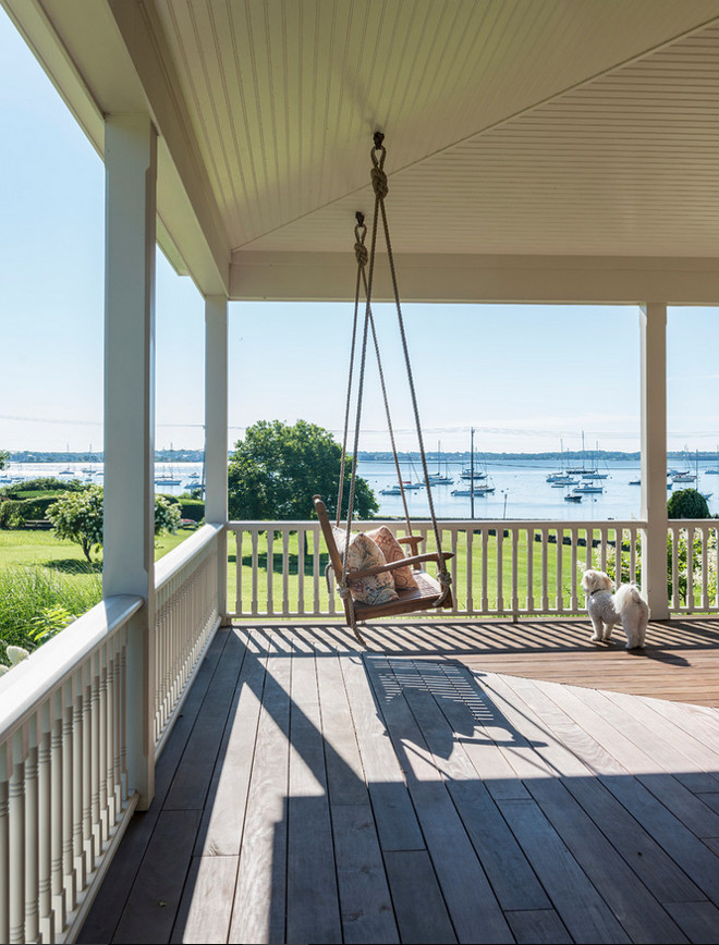 Porch Swing. Hanging Porch Swing. How to hang a Porch Swing. Porch Swing beadboard porch ceiling. #PorchSwing Taste Design Inc.