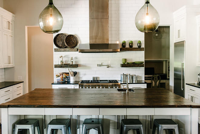 Reclaimed butcher block with dark stain. Kitchen island reclaimed butcher block with dark stain. #reclaimedbutcherblock #butcherblock #reclaimedbutcherblockcountertop