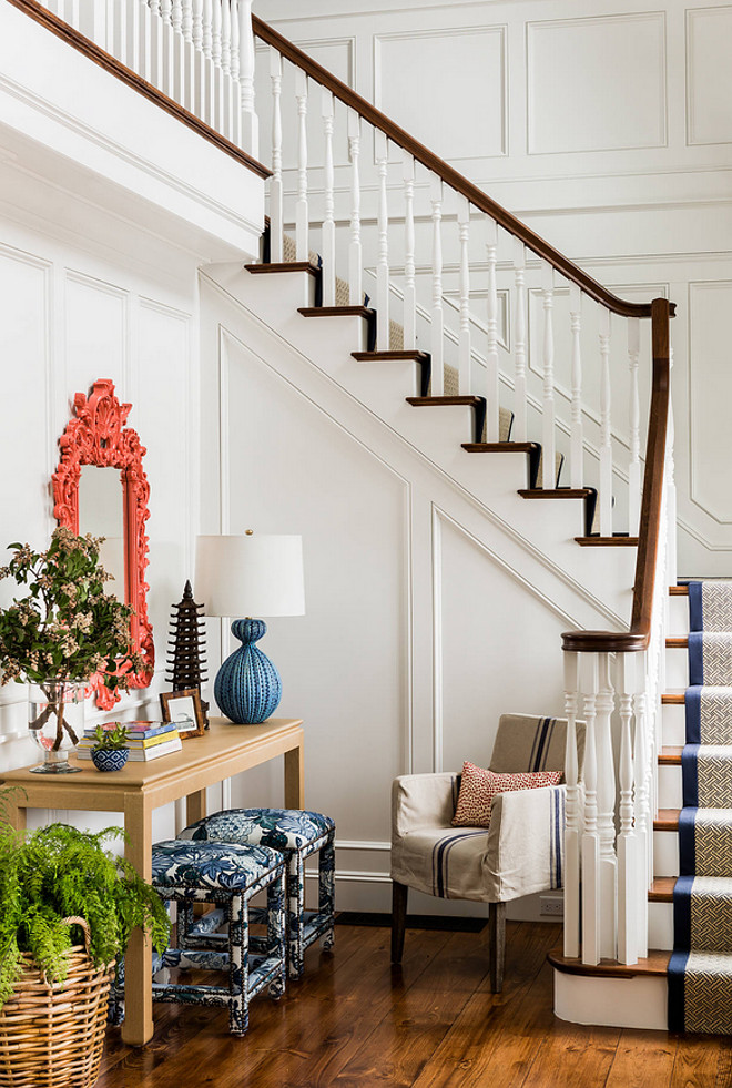 Stair Runner. Stair Runner is Stark Darryl Denim with custom navy wide binding. #Stair #Runner #Stark