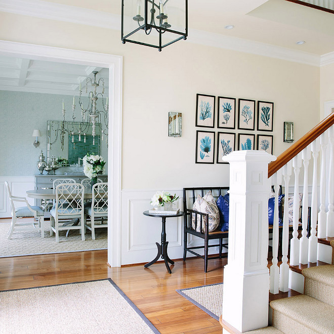 Beach House Foyer with Neutral Walls Waterleaf Interiors