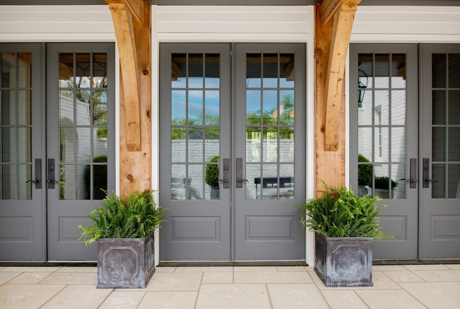 Gray French Door Paint Color painted in Benjamin Moore's Chelsea Gray #GrayFrenchDoorPaintColor #GrayFrenchDoor #PaintColor #BenjaminMooreChelseaGray