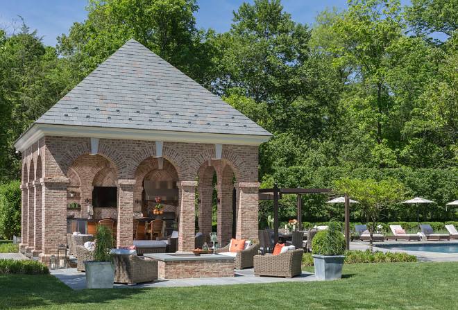 Pool pavilion, Open pool pavilion with outddor kitchen #pavilion #Poolpavilion #OutdoorKitchen Douglas VanderHorn Architects