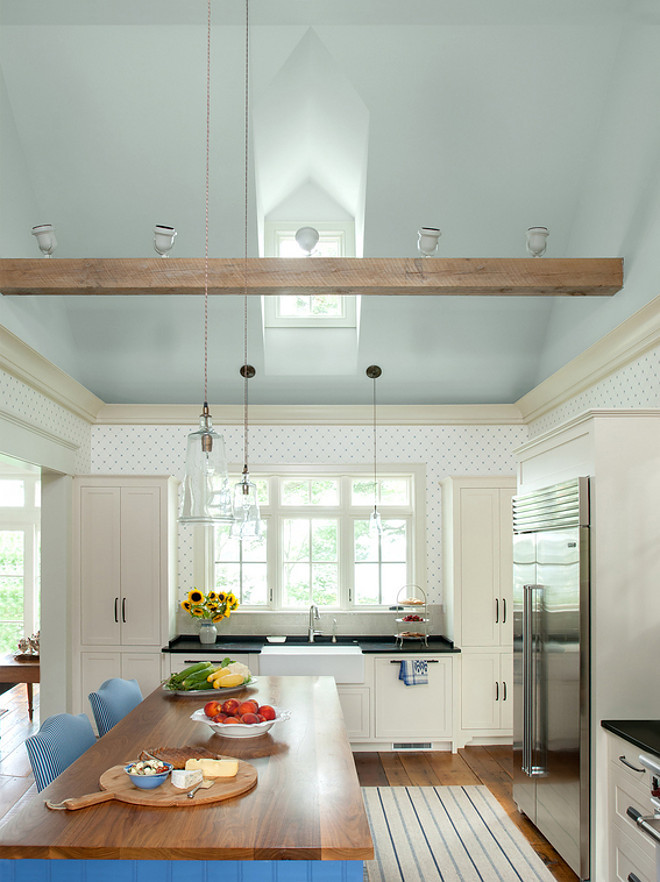 Traditional Coastal Kitchen. Traditional Coastal Kitchen with blue ceiling. Traditional Coastal Kitchen blue ceiling. Beach house with Traditional Coastal Kitchen #TraditionalCoastalKitchen Banks Design Associates