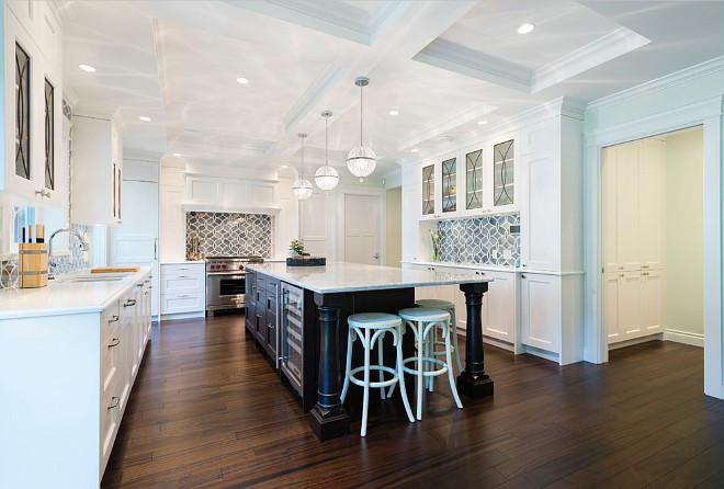 White Kitchen With Blue Gray Backsplash Tile Home Bunch