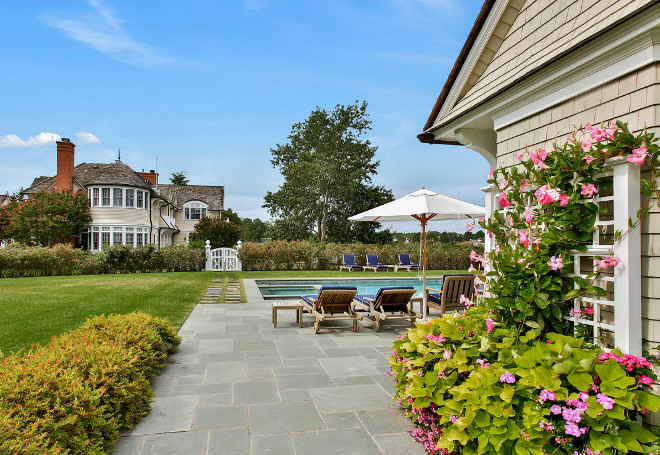 Backyard. Backyard with pool and pool house. #Backyard Backyard