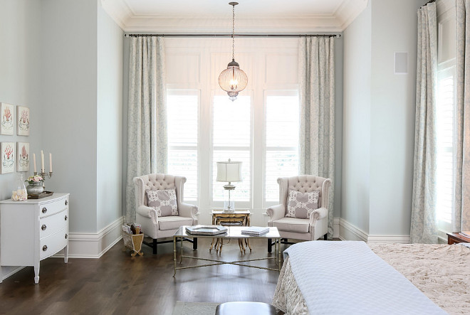 Bedroom sitting area. Traditional Bedroom sitting area ideas. Traditional Bedroom sitting area with wing chairs and floor to ceiling draperies. #Bedroomsittingarea Artisan Signature Homes.