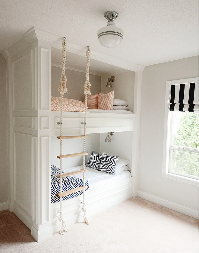 Bunk room with rope ladder. Bunk room with DIY rope ladder. #Bunkroom #ropeladder Mikael Reeve Monson.