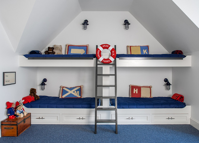 Coastal Bunk Room. Classic Coastal Bunk Room #CoastalBunkRoom Banks Design Associates