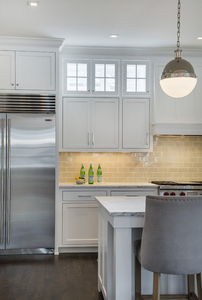 Neutral Backsplash Tile. Backsplash tile is Ann Sacks Capriccio Pale Green Gloss 3x6.  Spacecrafting Photography. Charlie & Co. Design, Ltd. Kroiss Development, Inc.