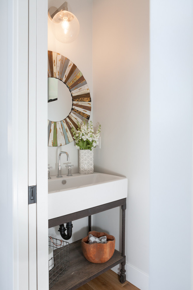 Powder Room with Pocket Doors. Small Powder Room with Pocket Doors. #PowderRoomPocketDoors Jasmine Roth.