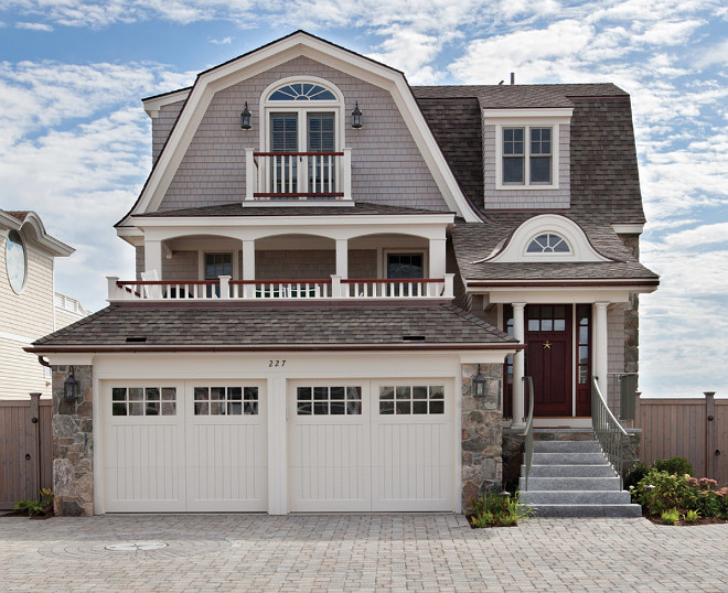 Shingle Gambrel Home Exterior. Living Spaces Architectural Associates.