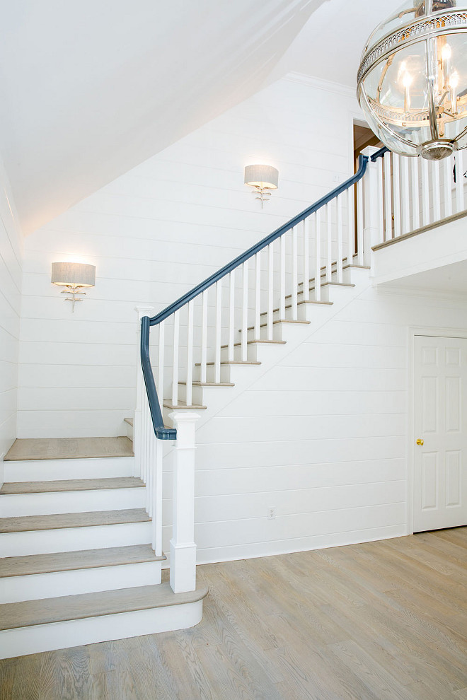 Shiplap Staircase. Shiplap Staircase. White Shiplap Staircase. Shiplap Staircase #ShiplapStaircase #WhiteShiplapStaircase Carolyn Thayer interiors