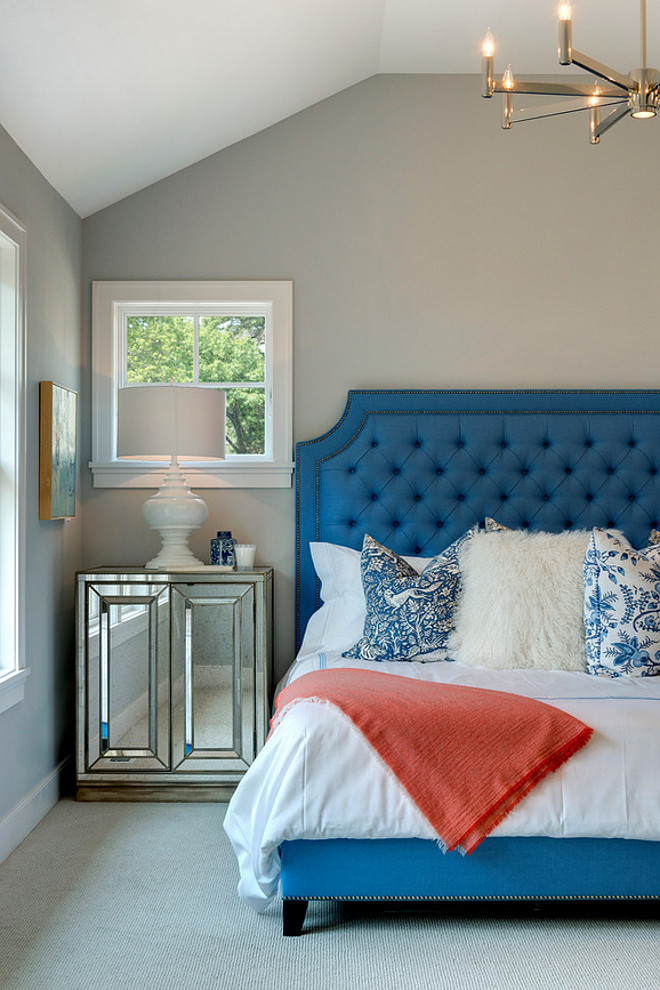 Blue Tufted Bed. Bedroom Furniture Blue Tufted Bed. Bedroom Furniture Ideas Blue Tufted Bed #BlueTuftedBed #BedroomFurniture #bedroom Spacecrafting Photography. City Homes Design and Build, LLC. Jodi Mellin Interiors.