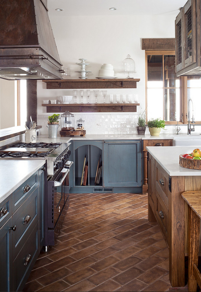 Rustic kitchen flooring. Rustic kitchen flooring. Rustic kitchen flooring. Rustic kitchen. Rustic kitchen flooring is a tile made of concrete. It is 3/4" thick, so the floor framing was set lower to create a smooth transition to the adjoining wood floor. It is not slippery. The manufacturer is "Arto". #Kitchenflooring #kitchenfloor #kitchentiles #rustickitchen #rustickitchenflooring Dragonfly Designs