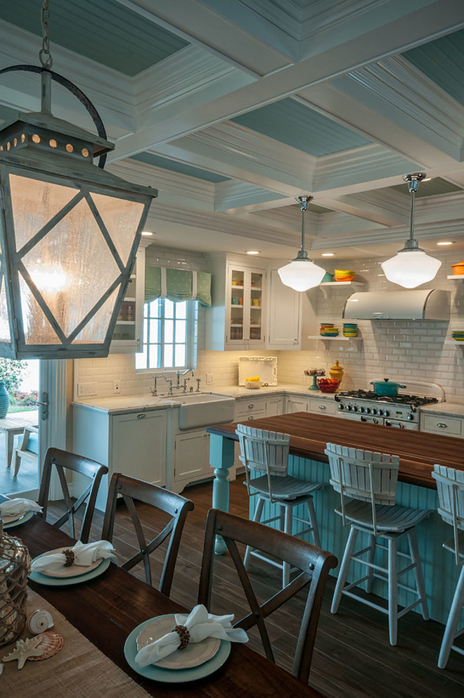 Blue kitchen painted ceiling. Kitchen with blue ceiling paint color. Blue kitchen painted ceiling. Kitchen with blue ceiling paint color is Dunn-Edwards DE5715 Fizzle. #DunnEdwardsDE5715Fizzle #DunnEdwardsFizzle #Kitchenblueceilingpaintcolor #Bluekitchenpaintedceiling QualCraft Construction Inc.