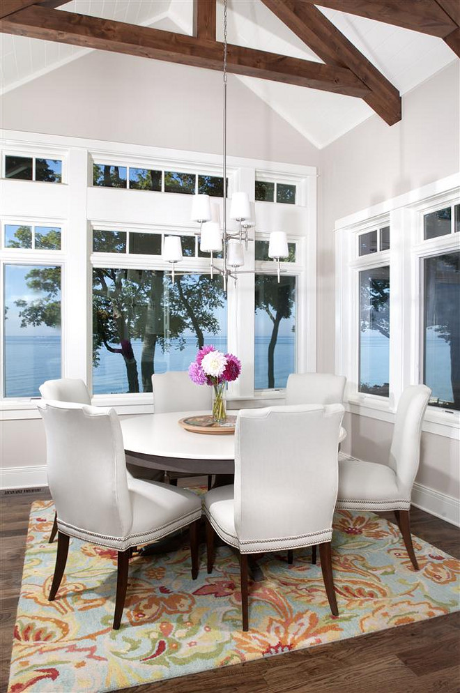 Dining Room Windows. Beautiful views of Lake Michigan can be seen through 8-foot tall windows in the dining area. #DiningRoom #Windows #DiningroomWindows