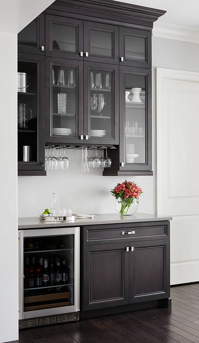 Dark cabinet Butlers pantry design ideas. Dark cabinet Butlers pantry design. Dark cabinet Butlers pantry with gray walls. #Darkcabinet #Butlerspantry Summit Signature Homes, Inc