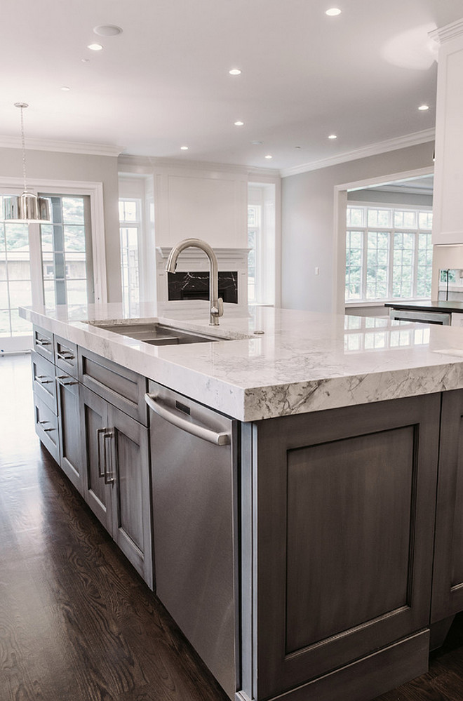 Island countertop. Thick island countertop. Kitchen island with thick countertop. Kitchen island with thick countertop. #Kitchenisland #thickcountertop Summit Signature Homes, Inc