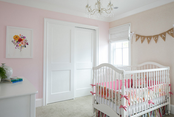 pink accent wall nursery