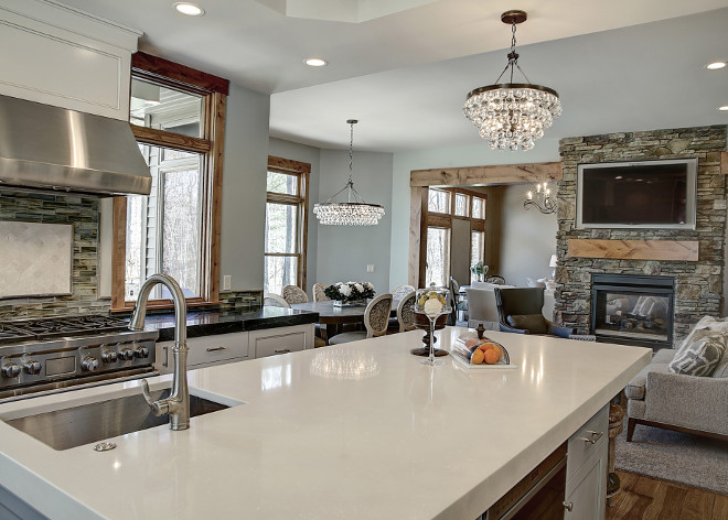 White quartz countertop. Durable quartz on island. White quartz on kitchen island. White quartz color is Bel Air. Bel Air Quartz. #whitequartz #BelAirQuartz #quartz #whitequartzcountertop #quartzcounterop #belairquartzcountertop #quartzkitchencountertop Benchmark Design Studio