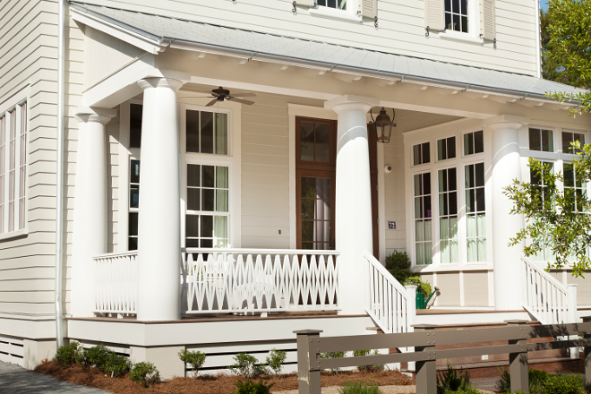 Home Exterior. Windows: Weathershield, White WSP01. Outdoor Lighting: The front door lighting is by Carolina Lanterns. Exterior Porch Fan: Manufacturer: Hunter. Model: Mariner #21958. Finish: New Bronze. Blades: Brown. #HomeExterior 