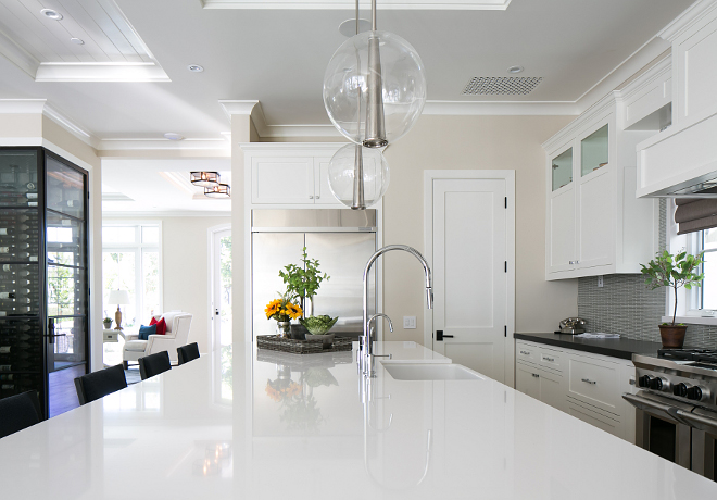 White quartz. Island slab is Silestone White Zeus quartz. White quartz countertop. Kitchen white quartz countertop. #Silestonewhitequartz #WhiteZeus #WhiteZeusquartz. #kitchenquartz #whitequartz Patterson Custom Homes. Brandon Architects, Inc.