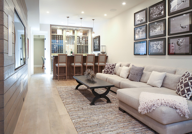 Basement bar ideas. This basement keeps getting better. It comes even with a bar. #basement #bar Patterson Custom Homes. Interiors by Trish Steele, Churchill Design.