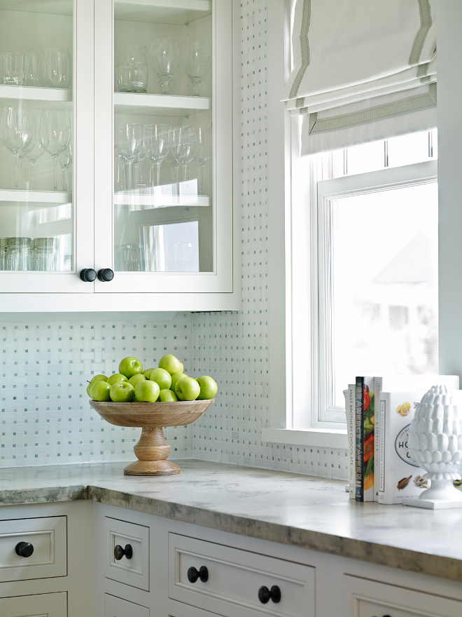 Basket Weave Pattern Backsplash Design. Beautiful combination of natural stone countertop and counter to ceiling marble basketweave patterned backsplash tile. Basket Weave Pattern Backsplash Tile. #BasketWeavePatternBacksplashTile #PatternBacksplashTile #BasketWeaveBacksplashTile #BasketWeaveBacksplash T.S. Adams Studio, Architects