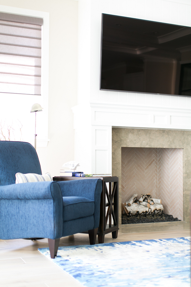 Fireplace surround. Fireplace stone surround. The stone used on the fireplace is Seagrass Limestone. #fireplace #stonesurround #fireplacestonesurround #SeagrassLimestone Patterson Custom Homes. Brandon Architects, Inc.